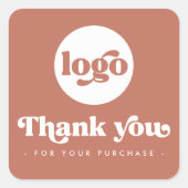 Sticker Carré Retro terre cuite marron ajouter logo entreprise m (Devant)