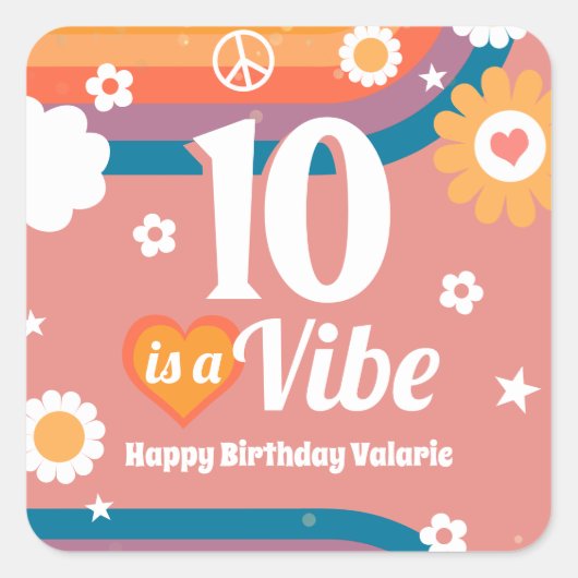 Sticker Carré Retro Vibe 10e anniversaire (Devant)