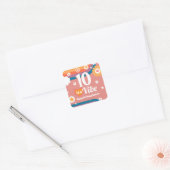 Sticker Carré Retro Vibe 10e anniversaire (Enveloppe)