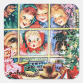 Sticker Carré rétro vintage (Devant)