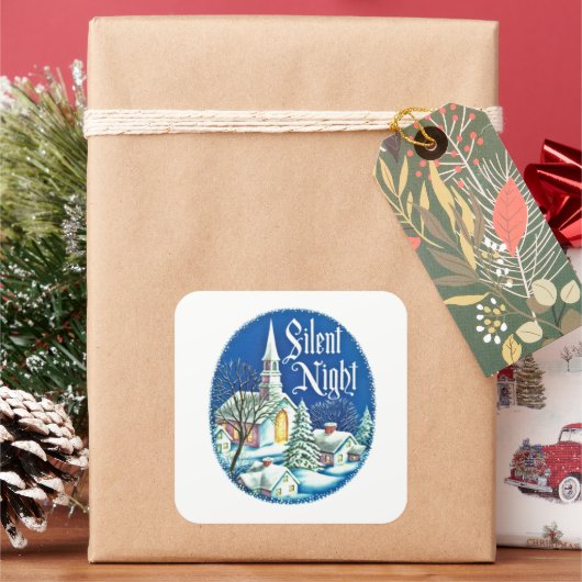 Sticker Carré rétro vintage de Noël (vacances)