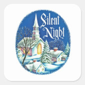 Sticker Carré rétro vintage de Noël (Devant)