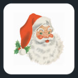 Sticker Carré Rétro Vintage Jolly Santa Claus de Christmas<br><div class="desc">Stickers avec une photo rétro festive. Le vieux Père Noël Jolly avec ses joues rousses et son sourire chaleureux et amical. Un peu de nostalgie de l'ancienne école pour les vieux temps,  cette image rappelle les souvenirs des célébrations du passé de Noël.</div>