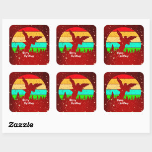 Sticker Carré Retro Vintage Sunset Angel Joyeux Noël