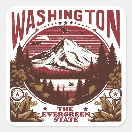 Sticker Carré Retro Washington (Devant)