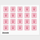 Sticker Carré Retro Wavy Frame Red Pink Cupid Heart Wedding (Feuille)