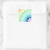 Sticker Carré Retro Wavy Lines Pastel Rainbow Colors Motif (Sac)