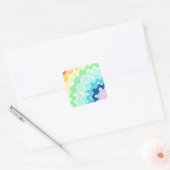 Sticker Carré Retro Wavy Lines Pastel Rainbow Colors Motif (Enveloppe)