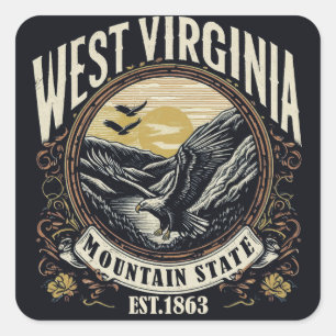 Sticker Carré Retro West Virginia
