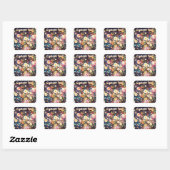 Sticker Carré Retro Wildflower Floral Pattern Custom (Feuille)