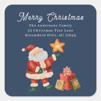 Sticker Carré Return label santa claus nice presents