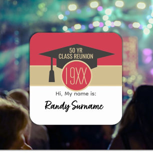 Sticker Carré Réunion ! balise de nom de réunion de classe perso