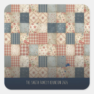 Sticker Carré Réunion de famille personnalisée Patchwork vintage