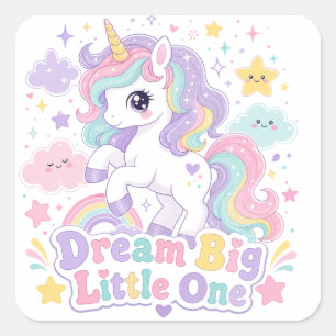 Sticker Carré Rêve Grand Petit Licorne