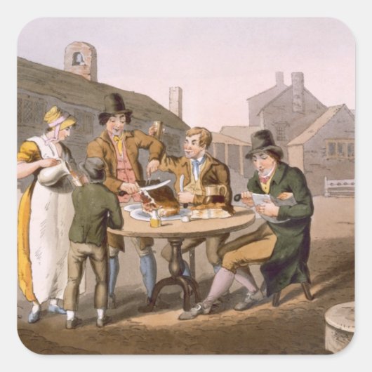 Sticker Carré Réveillon d'été, de l'engrave "Costume du Yorkshir (Devant)