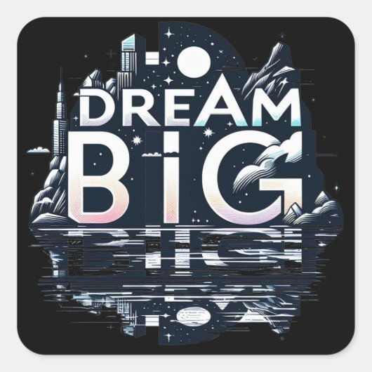 Sticker Carré Rêver grand noir (Devant)