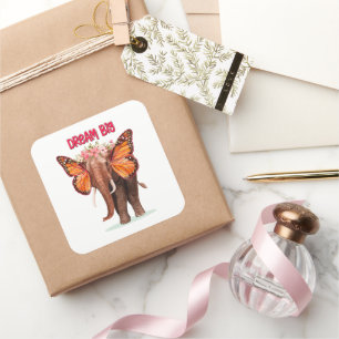 Sticker Carré Rêver Gros Comme Un Inspirationnel Éléphant