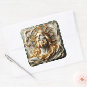 Sticker Carré Révérence Régale Jésus En Or (Enveloppe)