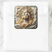 Sticker Carré Révérence Régale Jésus En Or (Sac)