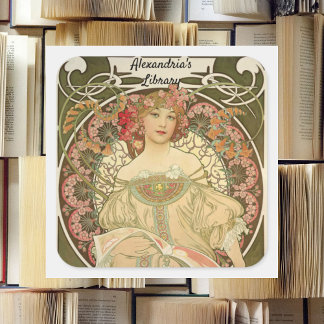 Sticker Carré Reverie par Alphonse Mucha