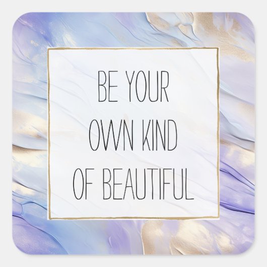 Sticker Carré Rêveur bleu violet brume perle or (Devant)