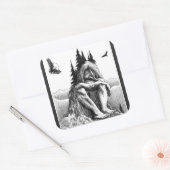 Sticker Carré Rêvez Avec Eagles Sketch Artwork (Enveloppe)