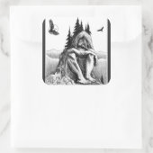 Sticker Carré Rêvez Avec Eagles Sketch Artwork (Sac)