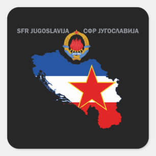 Sticker Carré RFS Yougoslavie - Carte - Emblème - Drapeau Autoco