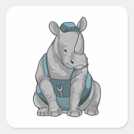 Sticker Carré Rhino as Craftsman et Wrench (Devant)