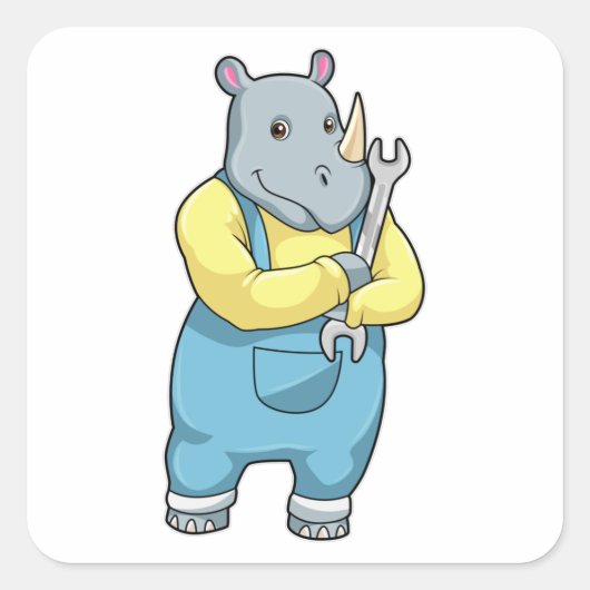 Sticker Carré Rhino en mécanique avec clé (Devant)