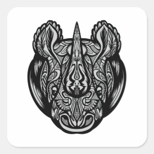 STICKER CARRÉ RHINO MANDALA
