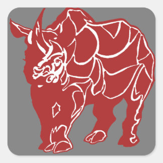 Sticker Carré Rhinoceras rouges ? De Courseras !