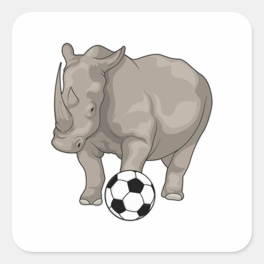 Sticker Carré Rhinocéros Soccer (Devant)