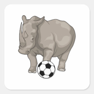 Sticker Carré Rhinocéros Soccer