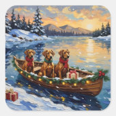 Sticker Carré Rhodesian Ridgeback Christmas Boat Holiday (Devant)