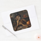 Sticker Carré Rhodesian Ridgeback Citrouilles Halloween effrayan (Enveloppe)