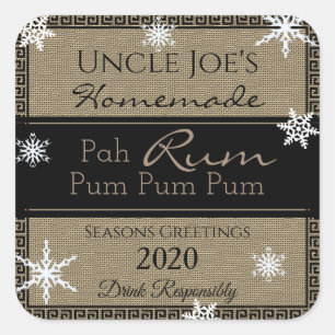 Sticker Carré Rhum de Noël maison personnalisé