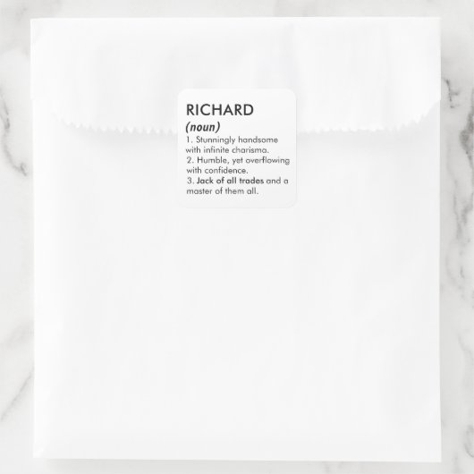 Sticker Carré Richard name, Editable name, Custom name (Sac)