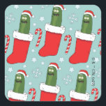 Sticker Carré Rick and Morty | Christmas Pickle Rick Pattern<br><div class="desc">Celebrate Rickmas with this festive Pickle Rick in a stocking pattern!</div>