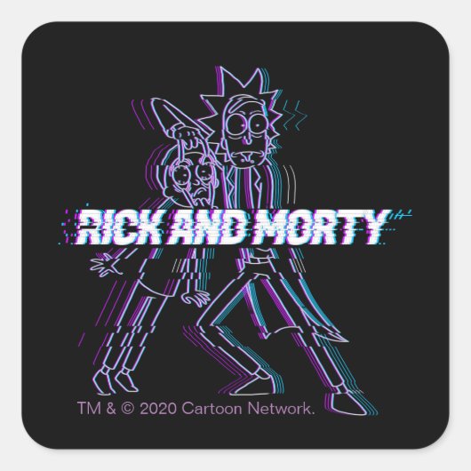 Sticker Carré RICK ET MORTY™ | Rick Et Morty Glités (Devant)