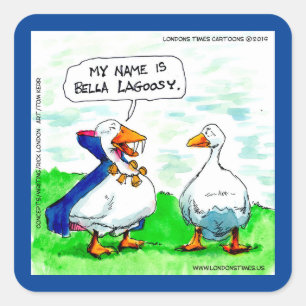 Sticker Carré Rick London Funny Goose Vampire portant des cloche