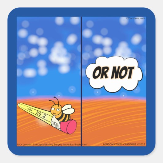 Sticker Carré Rick London Funny Shakespeare Hamlet Bee Comique (Devant)