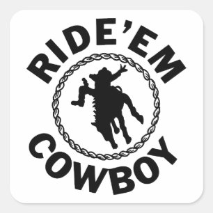 Sticker Carré Ride'em Cowboy - Western Rodeo