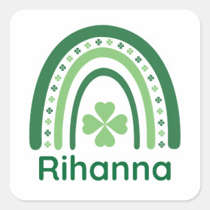 Sticker Carré Rihanna Nom Clover Boho Arc-en-ciel