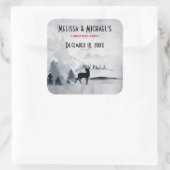 Sticker Carré Rindeer d'hiver Aquarelle gris rustique Noël (Sac)