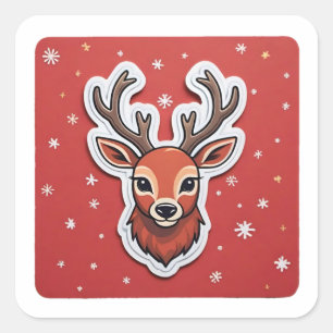 Sticker Carré Rinder avec Antlers