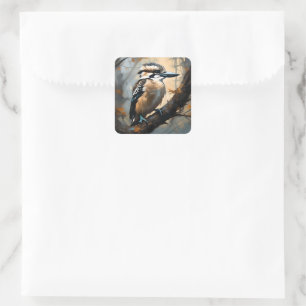 Sticker Carré Rires de charme : Kookaburra dans peinture à huile
