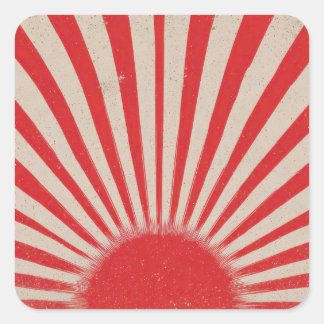 Sticker Carré Rising Sun Background – Retro Vintage Rays