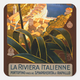 Sticker Carré Riviera italienne Europe Italie Affiche de voyage