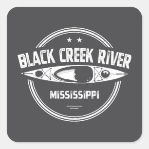Sticker Carré Rivière Black Creek Mississippi Kayak